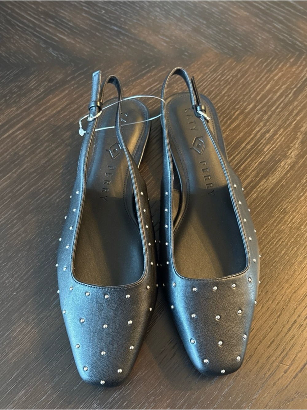 Katy Perry Collections Black Studded Slingback Ballet Flats NEW Sz 9.5M